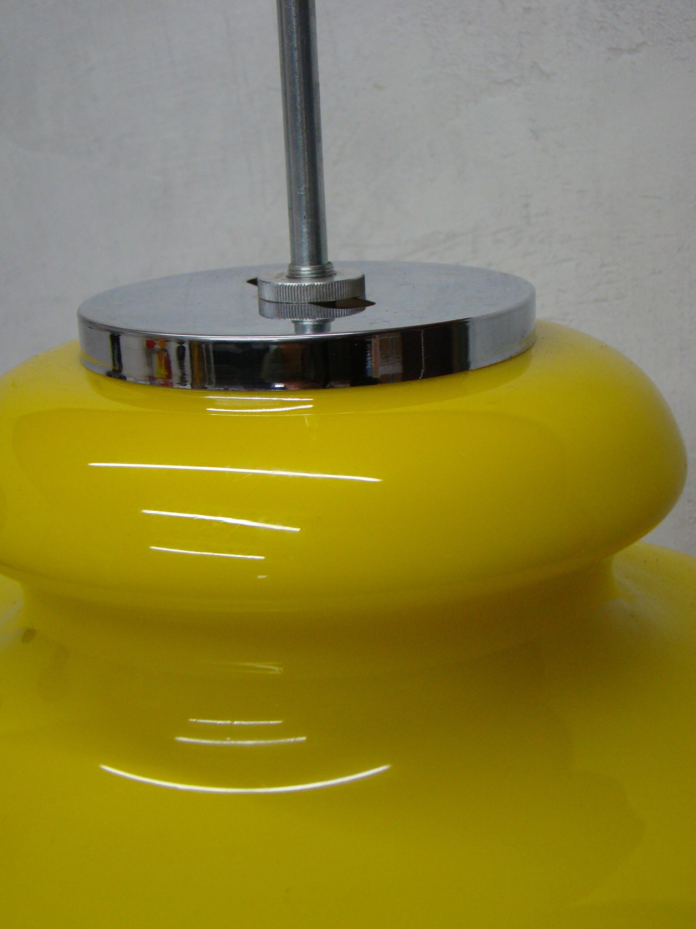 vintage 70s yellow glass pendant light
