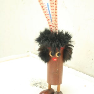 Vintage Teak Troll Figur Pfeifenputzer Halter