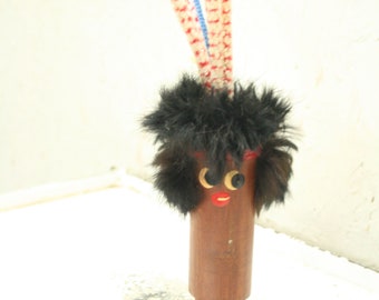 vintage teak troll figure pipe cleaner holder