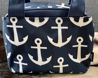 Anchor print Canvas Insulated Lunch Bag