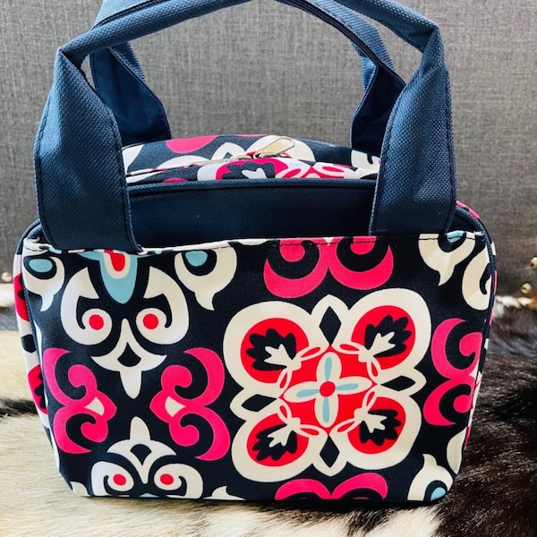 Floral Print Canvas Insulated Lunch Bag