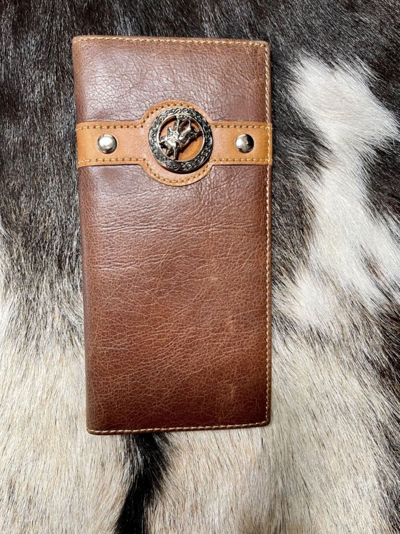 Western Cowboy Wallet Genuine Leather Bifold Long wallet for Etsy