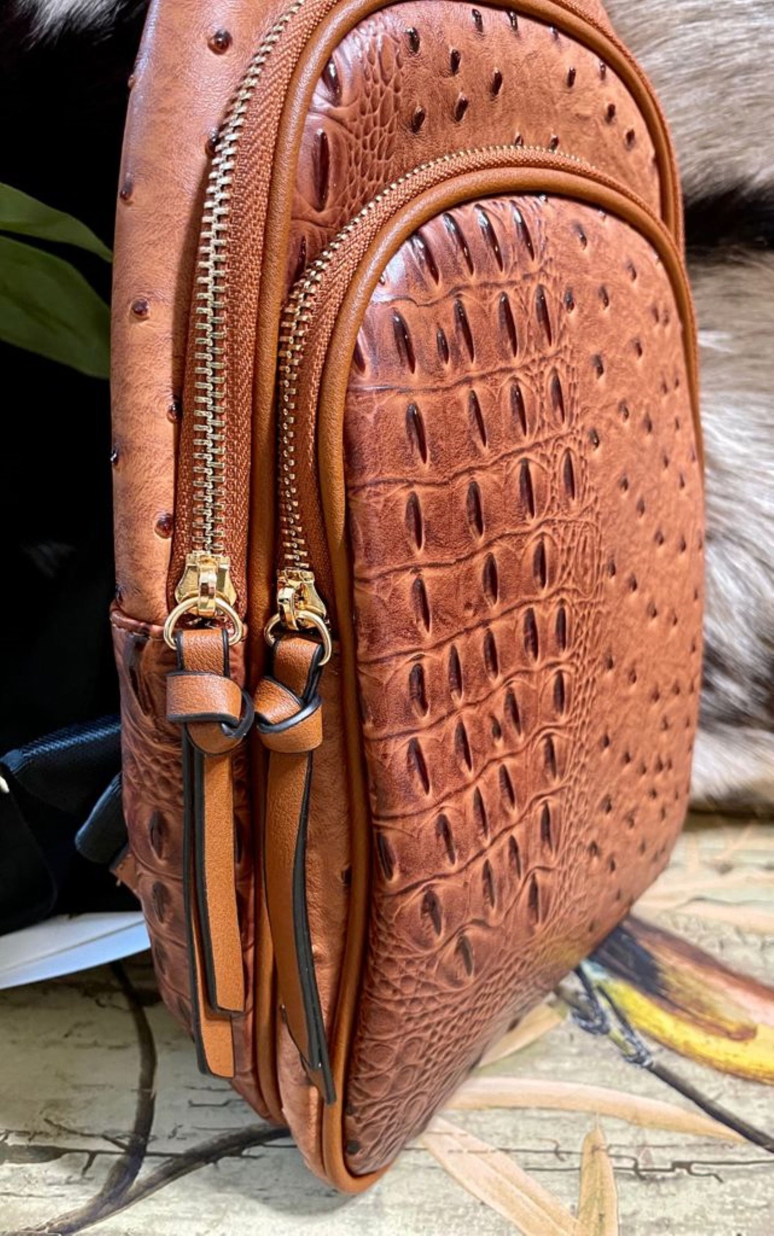 Double Zipper Sling Bag Etsy