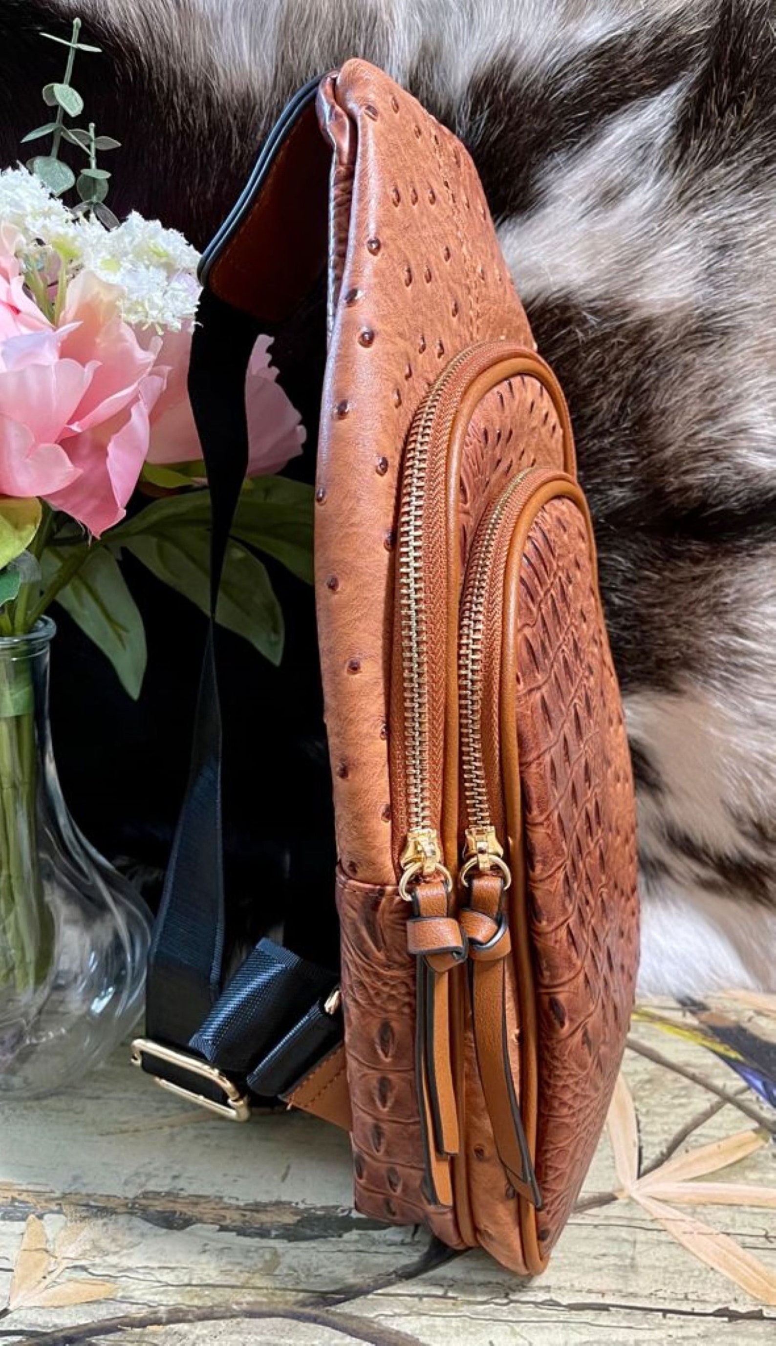 Double Zipper Sling Bag Etsy