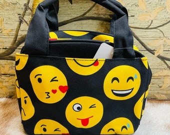 Emoji Lunch Bag Tote Kids Black Insulated 