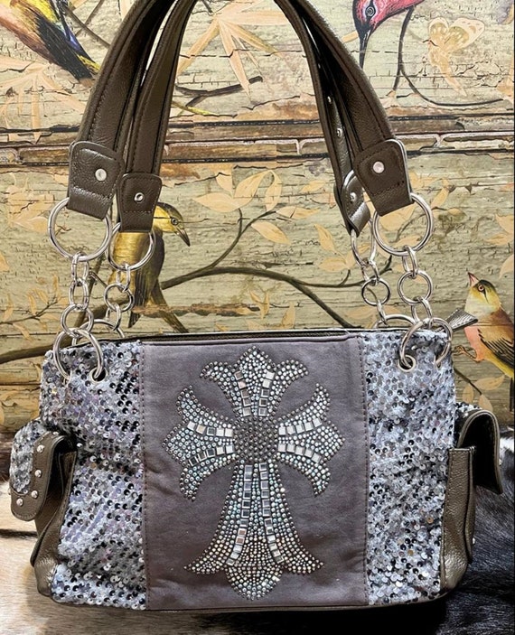 Western Cross Shimmery Purse Style Country Concealed Carry 