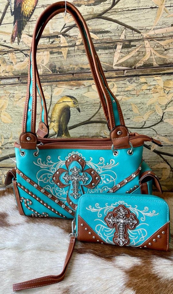 Tooled Leather Laser Cut Concealed Carry Purses Feather Country Western  Style Women Handbags Shoulder Bags Wallet Set | Wish