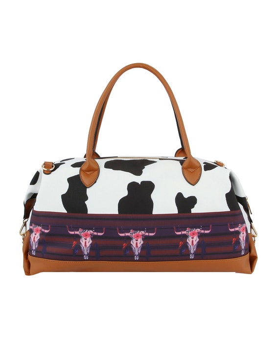 Western Fashion Cow Print and Long Horn Large Duffle Bag or 