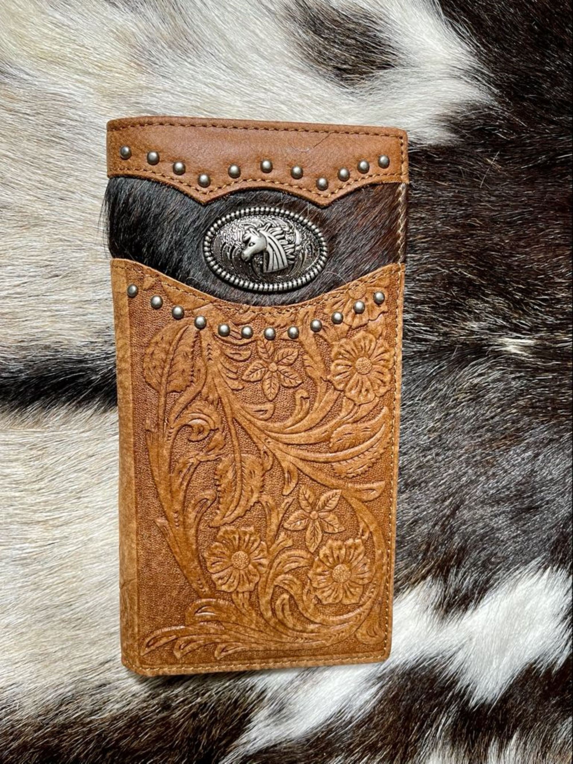 Western Cowboy Wallet Genuine Leather HORSE Bifold Long Etsy