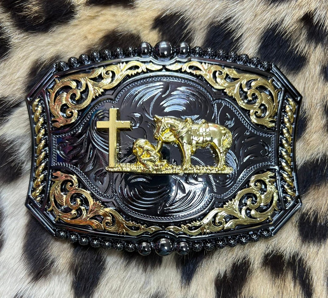 Western Praying Cowboy Belt Buckle for Men Etsy