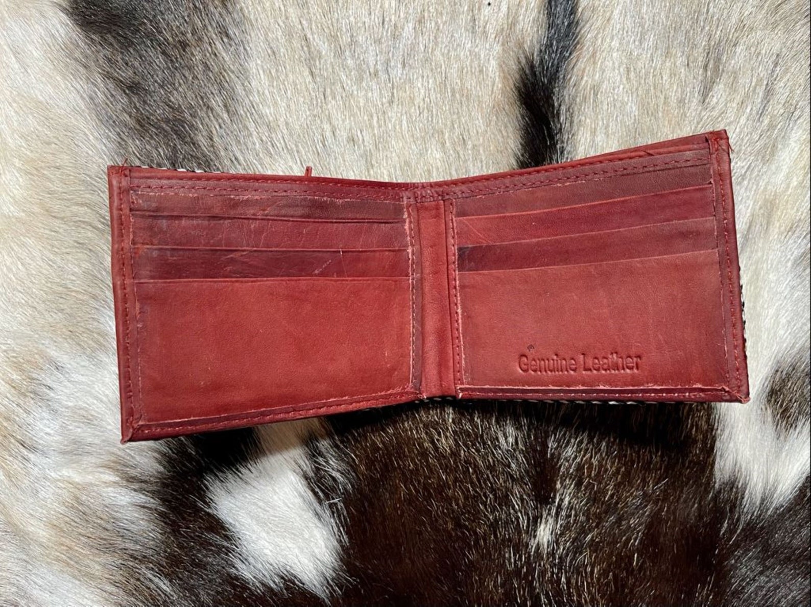 Western Cow Hide Wallet Genuine Leather Bifold Short Wallet Etsy