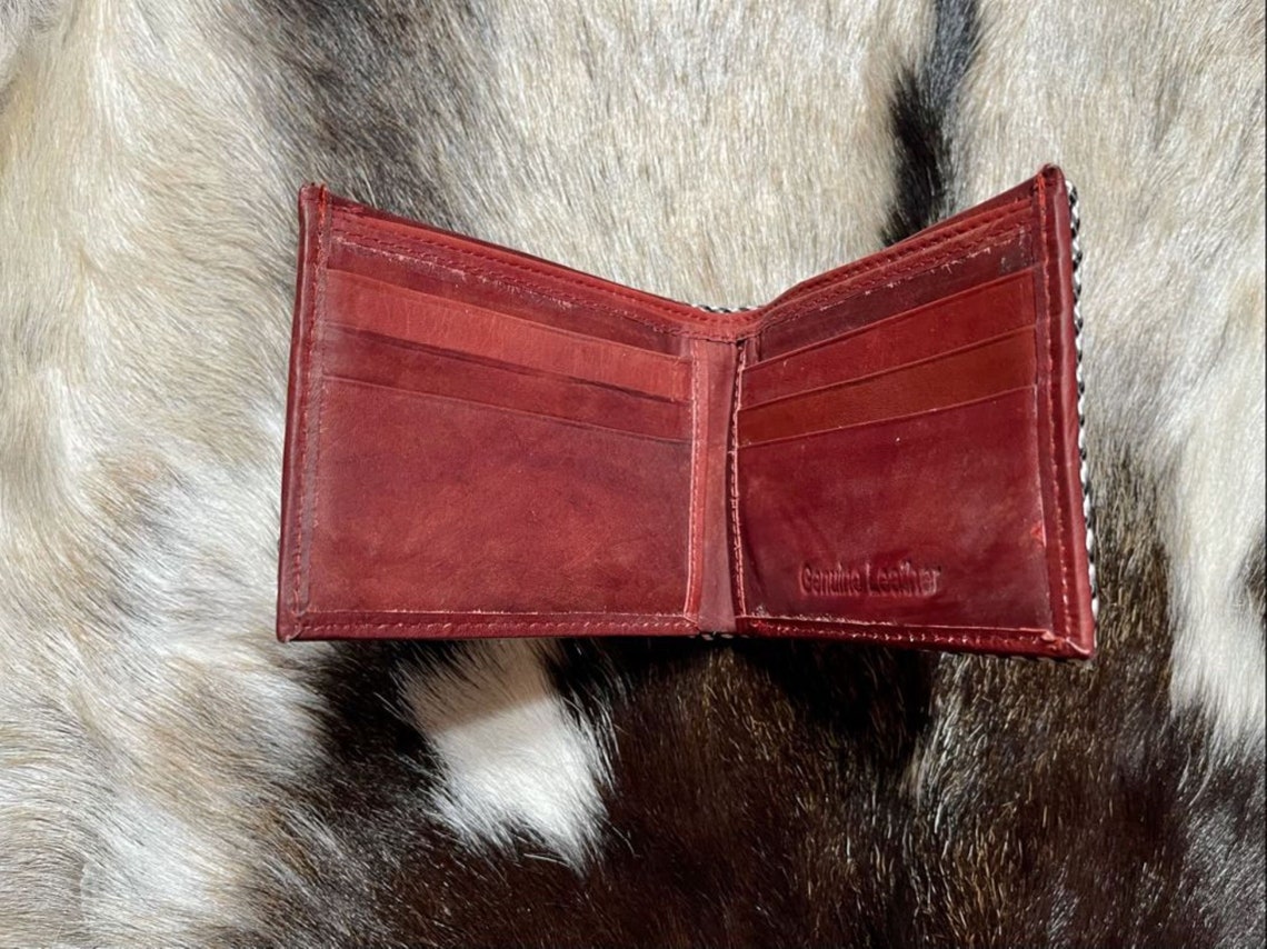 Western Cow Hide Wallet Genuine Leather Bifold Short Wallet Etsy