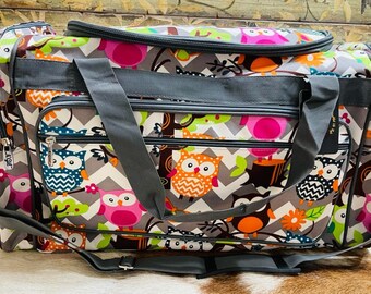 Owl Print Large Duffle Bag or Weekender 