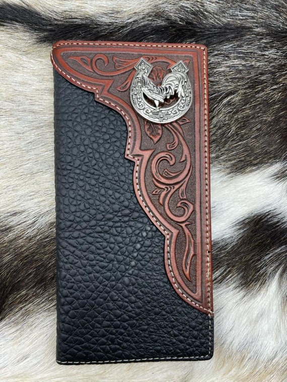 Western Cowboy Wallet Genuine Leather ROOSTER Bi-fold Long 