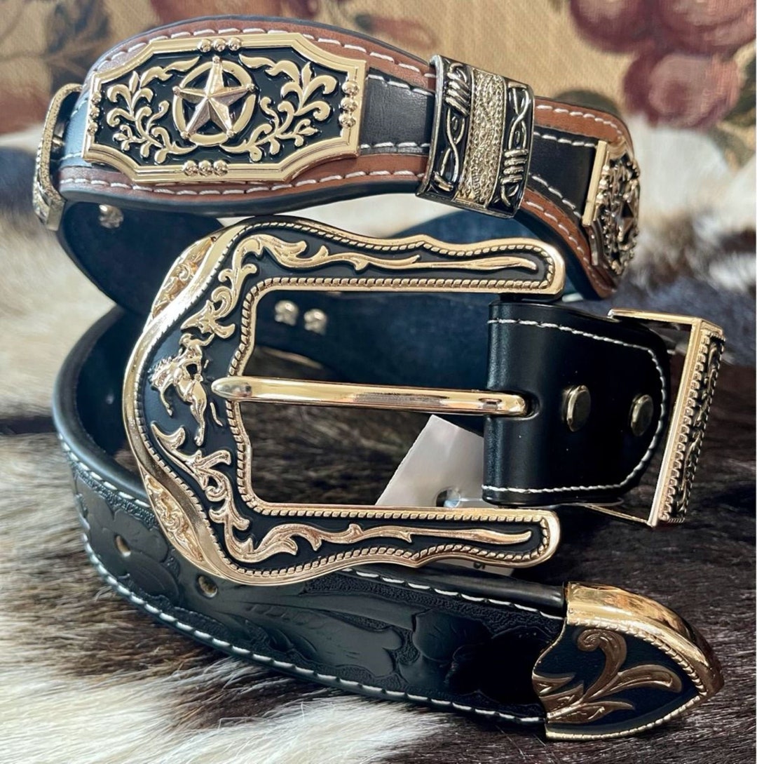 Western Cowboy Genuine Leather Design Star Concho Belt. - Etsy