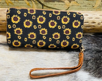 Sunflower Double Zipper Wallet