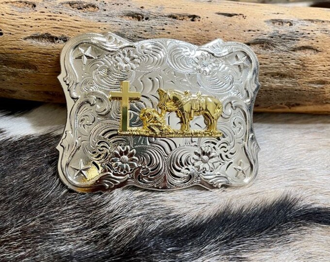 Western Praying Cowboy Belt Buckle for Men Etsy