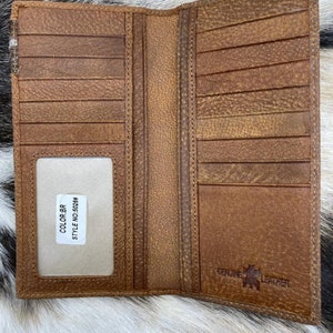 Western Cowboy Wallet Genuine Leather RODEO Bi-fold Long Floral Wallet ...