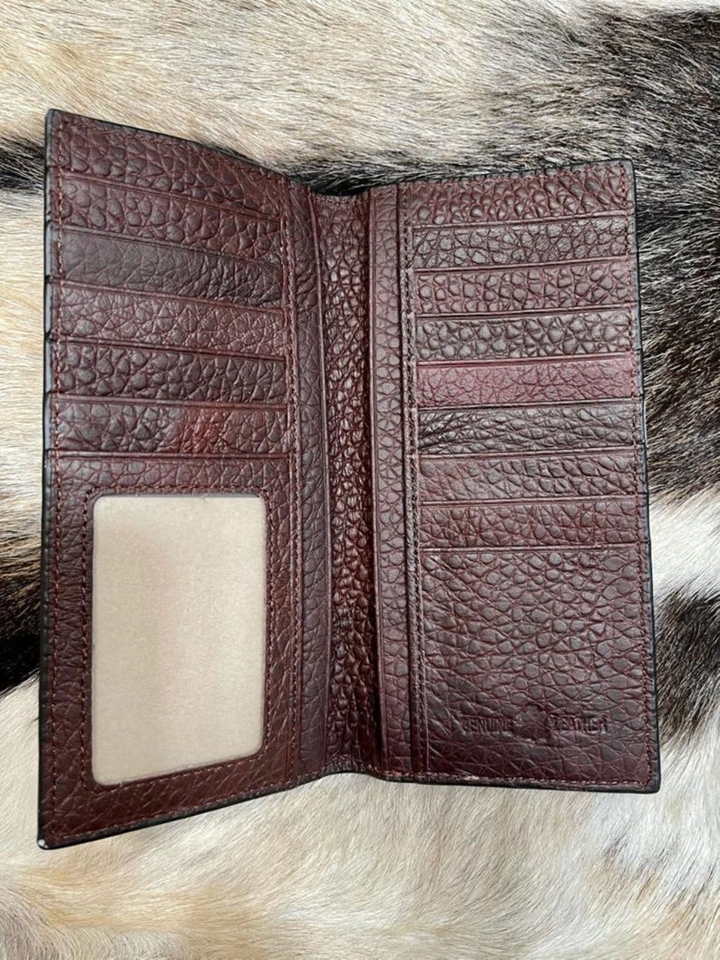 Western Cowboy Wallet Genuine Leather Bi-fold Short wallet for Men Long Horn.