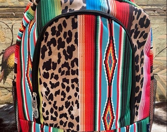 leopard and serape backpack