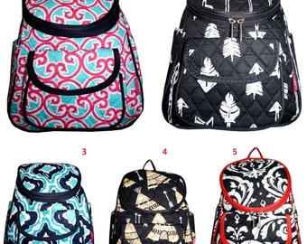 Monogrammed quilted backpack