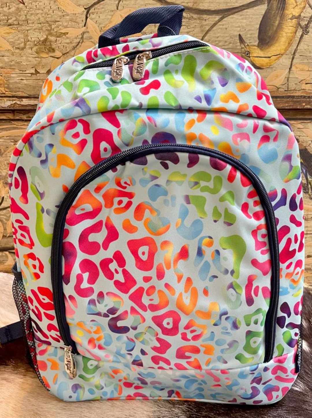 Rainbow Cheetah Large School Backpack Etsy