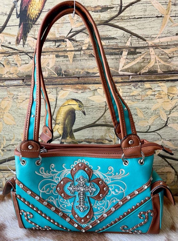 Colorful Dragonfly Western Style Spring Rhinestone Studded Purse Leather  Country Handbag Women Shoulder Bag Wallet Set (#2 Purple): Handbags:  Amazon.com