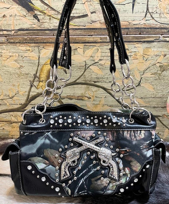 Western Double Pistol Purse Style Country Shoulder Hand Bag. 