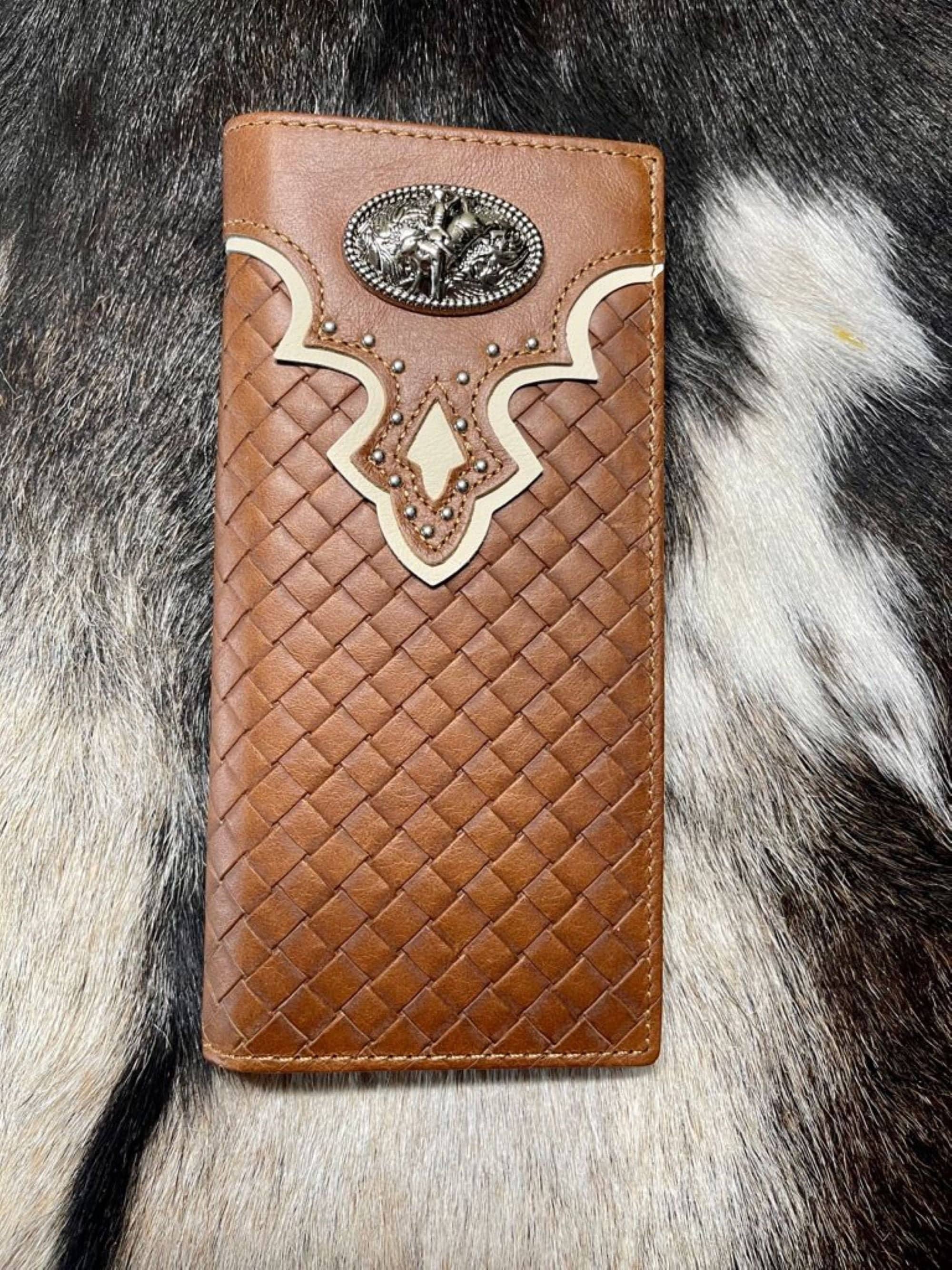 Western Cowboy Wallet Genuine Leather Bifold Long Wallet for Etsy