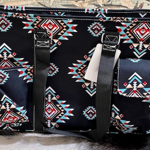 Aztec Print Zippered Caddy Organizer medium Tote Bag