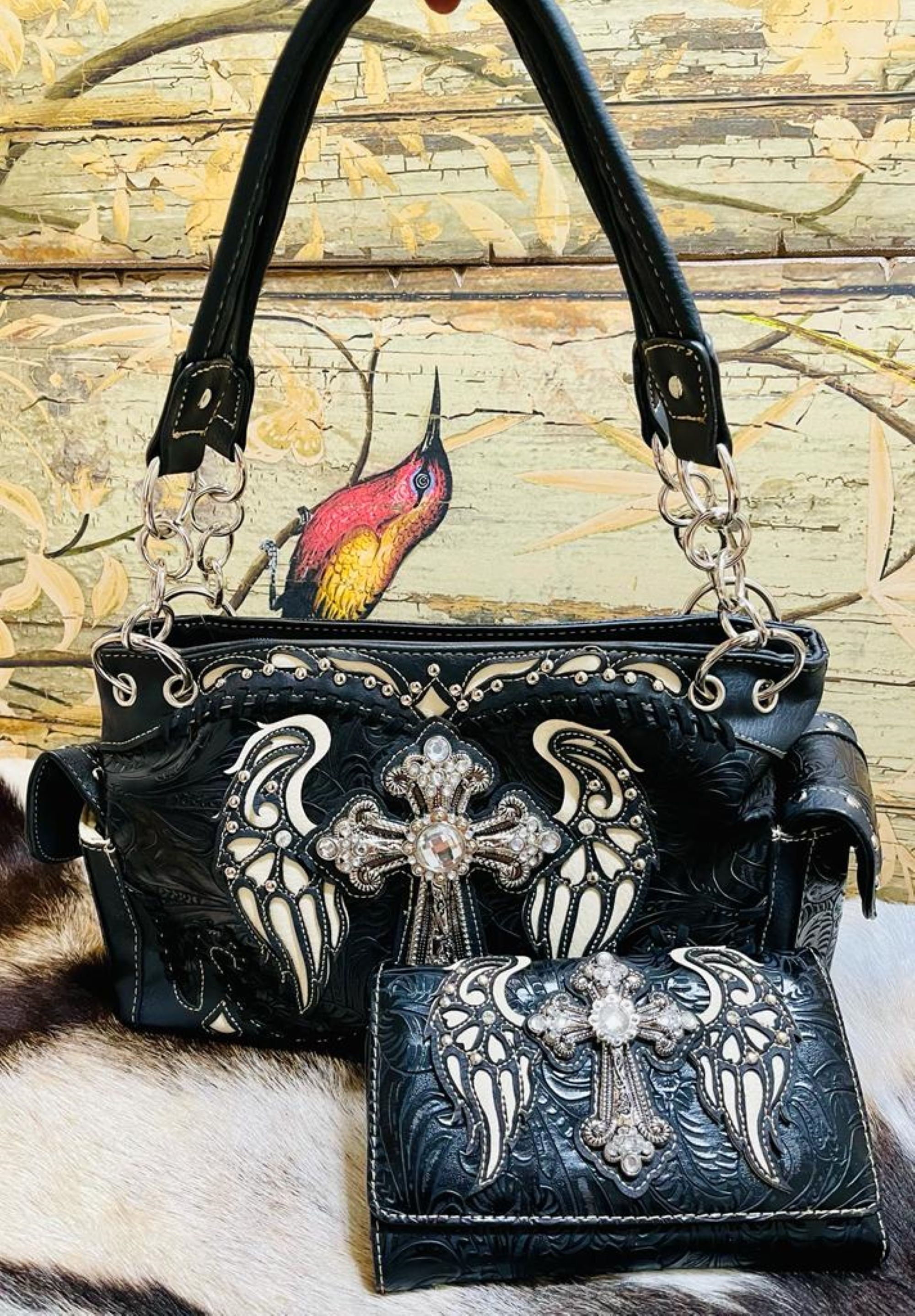 Western Cross With Wings Purse Style Country Concealed Carry
