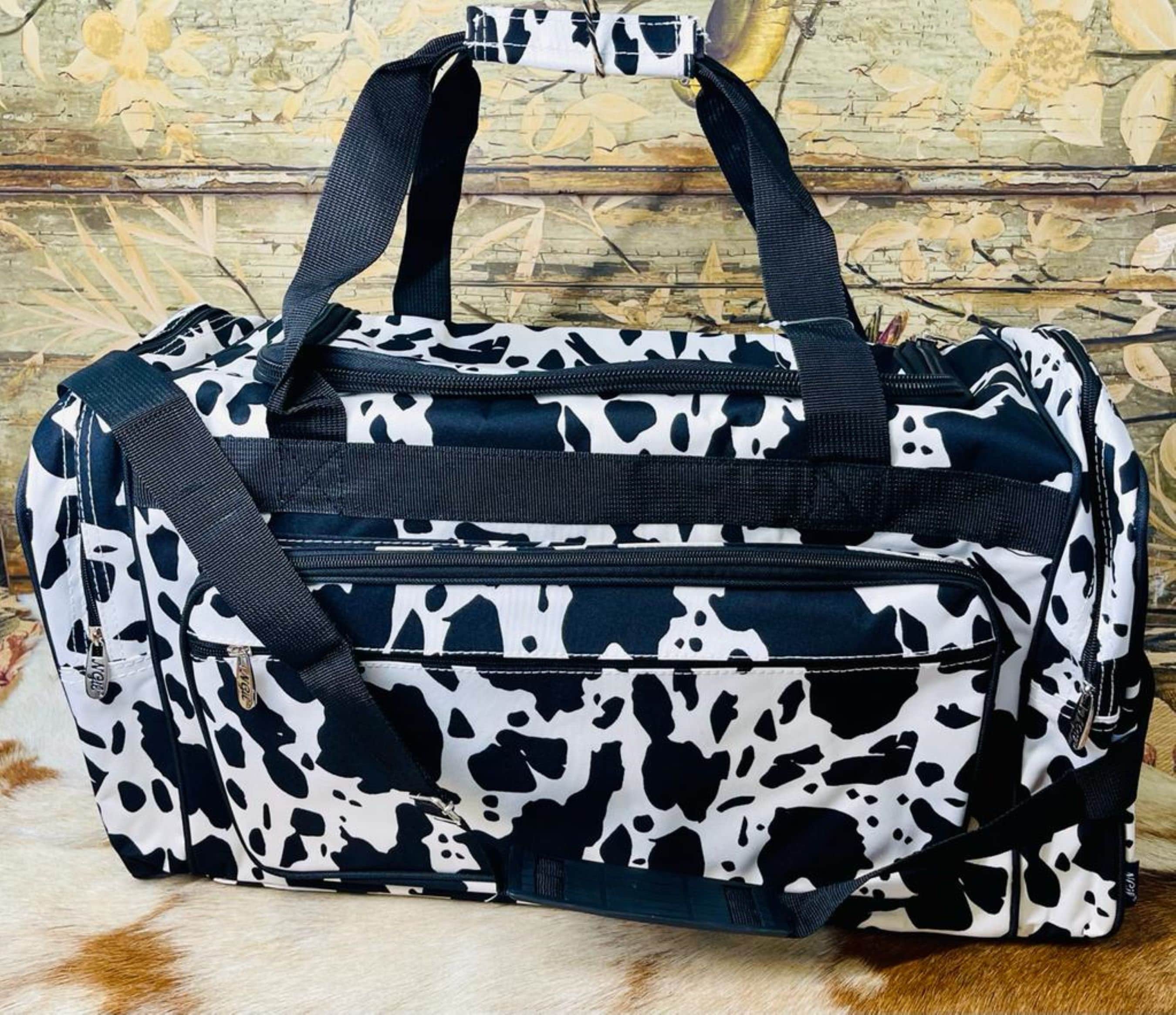 Western Cow Print Duffel/Overnight Bag/Gym Bag - Personalized/Monogrammed