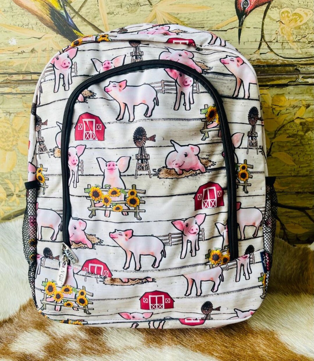 Happy Piglet Print Large School Backpack - Etsy