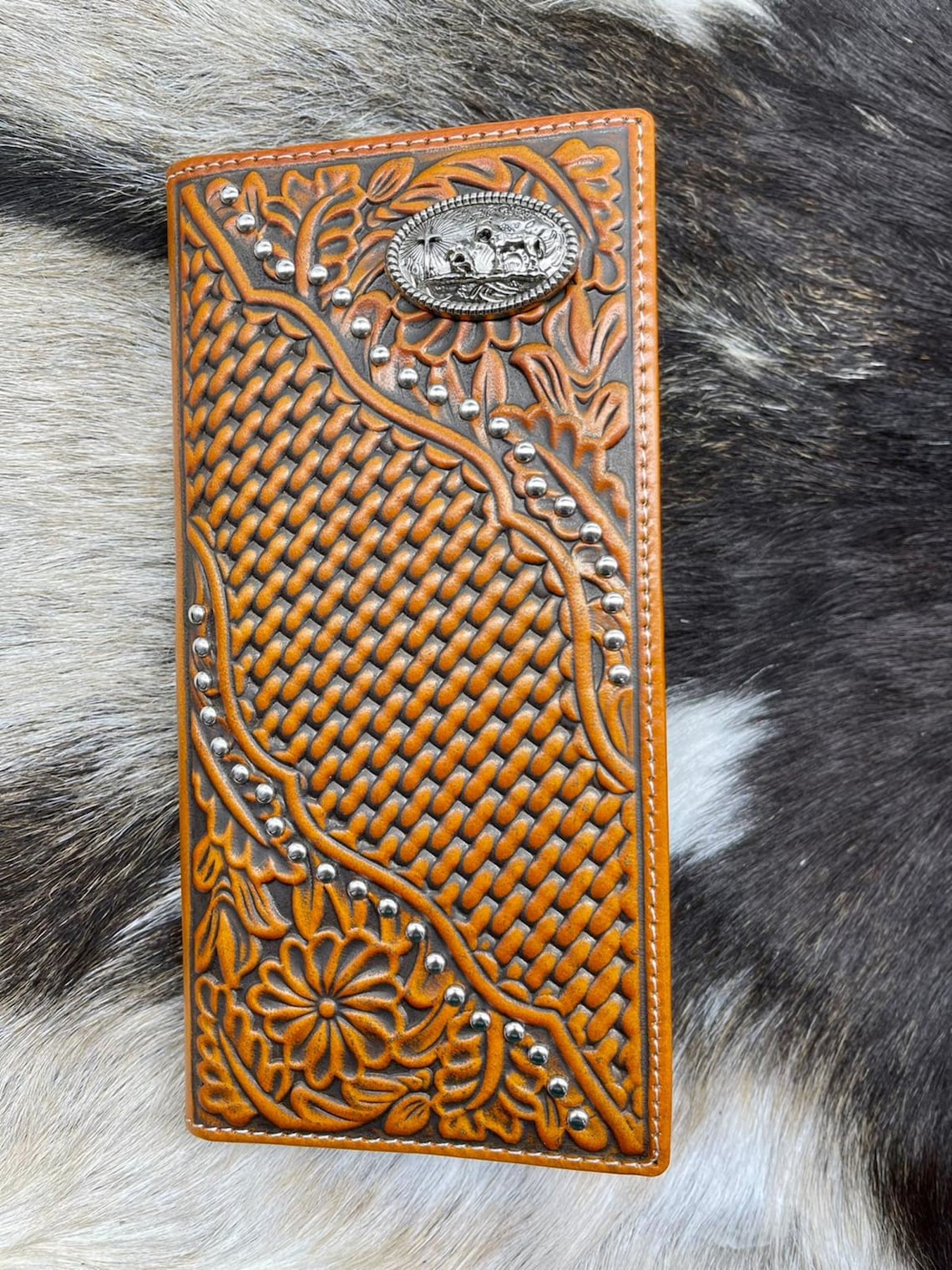 Western Praying Cowboy Wallet Genuine Leather Bifold Long Etsy