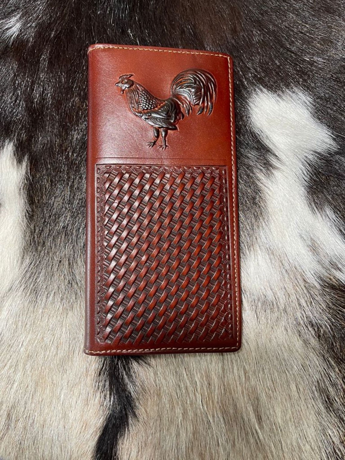 Western Cowboy Wallet Genuine Leather Bifold Long Wallet for Etsy