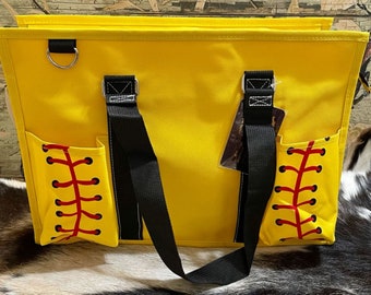 Baseball Print Zippered Caddy Organizer medium Tote Bag