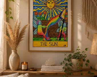 The Sun Rainbow Tarot Art Poster | Mat verticale poster