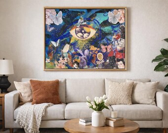 Surreal Collage Eye Art Matte Poster | Butterfly Floral Cosmic Horizontal