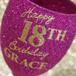 PERSONALISED Glittered Happy Birthday Standard Wine Glass