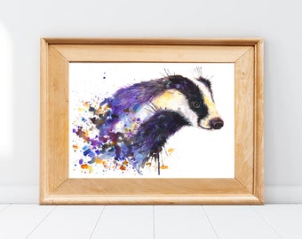 Boris the Badger Print Wall Art Badger 
