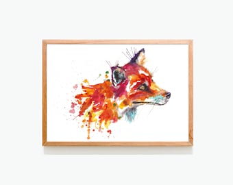 Cardinal Fox Print  | Cute Art | Nursery Art | Wall Art | Gift for new home by Splatterworks