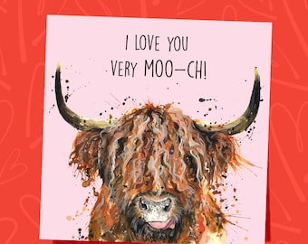 Highland Cow Valentine's Greetings Card | Valentine's Card | Cheeky Coo |