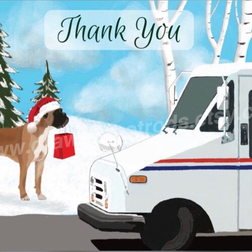 LLV Truck Holiday Thank You Postcards Mail Carrier Postal Etsy