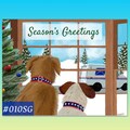 010SG Best Friends, Dogs watching Mail truck, Season’s Greetings Postcards, Holiday postal postcards Letter Carrier, Mail Carrier