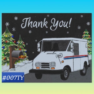 007TY LLV Letter Carrier Thank You Post Cards, postal postcards, Mail Carrier