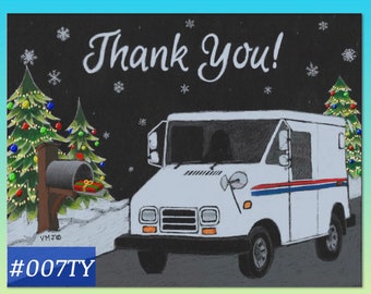 007TY LLV Letter Carrier Thank You Post Cards, postal postcards, Mail Carrier