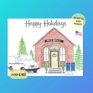 004HH bureau de poste en brique (facteur) Joyeuses fêtes Cartes postales, paquets de 50 ou 100 cartes postales, cartes postales, facteur