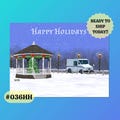 036HH Gazebo, mail truck, Happy Holidays, Postcards for Mail Carriers to give customers