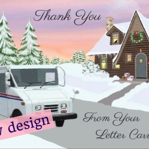 LLV Truck Holiday Thank You Postcards Mail Carrier Postal Etsy