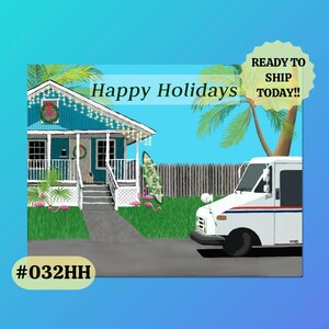 032HH Beach Cottage Cartes postales de voeux, du facteur au client, facteur